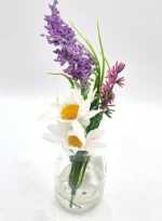 6 x Wholesale Artificial Lavender & Daisy Flowers mini Glass Vase Party Wedding