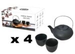 4 x BIA Stoneware Hobnail Teapot & 2 Cups Ceramic Japanese Style Kettle Black