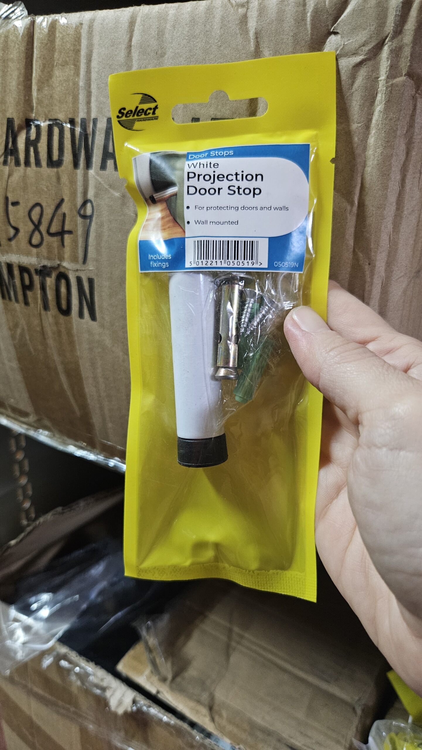 20261014_114900 12 x Wholesale White Projection Door Stop with Fixings Wall Mounted Rubber Tip Skirting Protector - Image 1